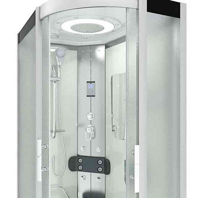 AcquaVapore Komplettdusche Dusche Duschkabine D60-70M0R Weiß 80x120, Sicherheitsglas ESG, inklusive Duschwanne
