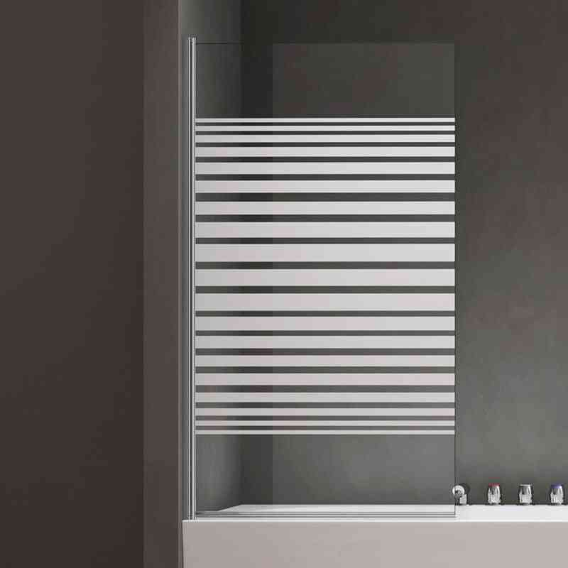 Badewannenaufsatz Design-Duschwand für Badewanne 80x140cm chrom Duschabtrennung ESG-Sicherheitsglas in Milchglas Streifen inkl. NANO-Beschichtung