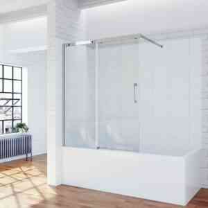 Badewannenaufsatz mit Schiebetür 120 x 150 cm Duschwand Glas für Badewanne Duschabtrennung Duschtrennwand Duschschiebetür Einscheiben