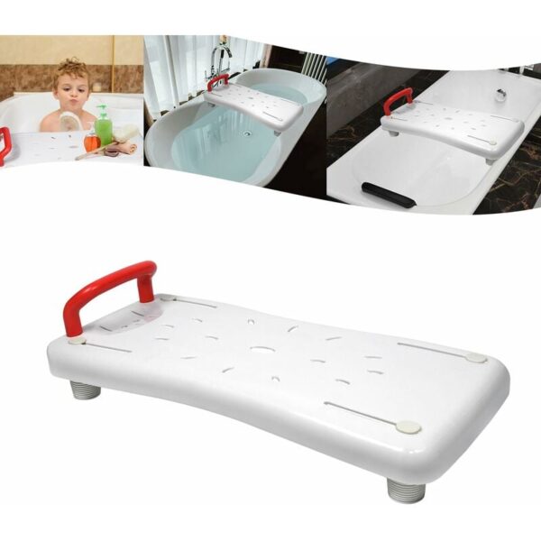 Badewannenbrett Badewannensitz Senioren mit Seifenablage, Einstellbar Wannensitz PP-Material Sitzbrett für Badewanne für Erwachsene bis 150kg, mit