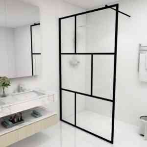 Bonnevie - Duschwand für Begehbare Dusche,Duschtrennwandn mit Hartglas Schwarz 115x195 cm vidaXL