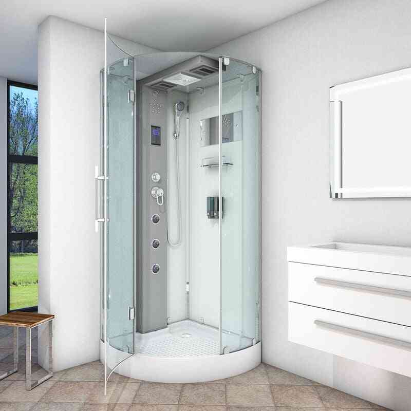 D37-20L0-EA Dusche Duschtempel Komplett Duschkabine 100x100 ohne 2K Scheiben Versiegelung - Weiß - Acquavapore