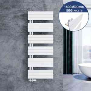 Design Heizkörper Bad Badheizkörper Weiß,1590x600mm,mit Weiß Multiblock,1593 Watt,Mittelanschluss seitlich - Sonni