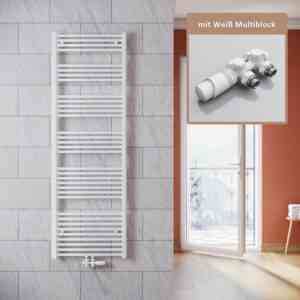 Design Heizkörper Bad Badheizkörper Weiß,1800x600mm,mit Weiß Multiblock,998 Watt,Mittelanschluss - Sonni