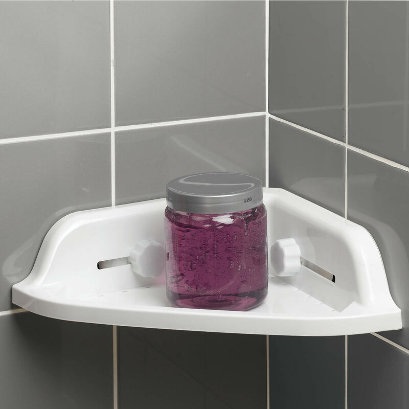 Douceur D'intérieur - Eckregal für die Dusche, Montage mit Saugnäpfen, 25 x 25 cm
