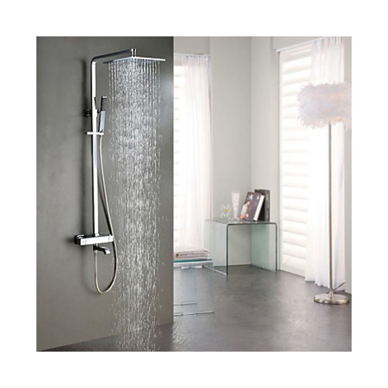 Dusch- und Badewannenarmatur mit Thermostatfunktion, mit Duschbrause aus rostfreiem Edelstahl