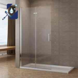 Duschabtrennung Faltbar Dusche Walk in Duschwand Glas Duschtrennwand Drehfalttür Duschtür Falttür aus 6 mm Echtglas esg mit Nano Beschichtung 4.85 x