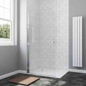 Duschabtrennung Glas Duschwand für Duschwanne Drehtür Begehbare Walk in Dusche Duschtrennwand Einscheiben-Sicherheitsglas (esg) 6 mm mit