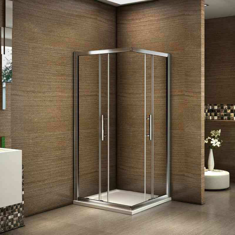 Duschkabine 100x80cm Duschabtrennung Schiebetür Eckeinstieg Dusche ohne Duschtasse Höhe 195cm - Transparent