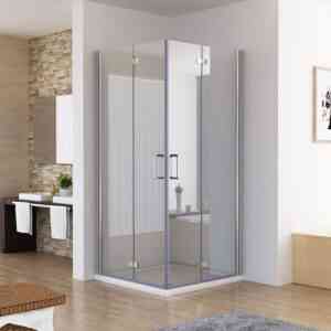 Duschkabine 120x80 Eckig Dusche Falttür 180º Duschwand Duschabtrennung mit Duschwanne Duschtasse nano Glas 185cm da