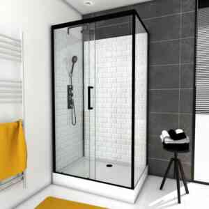 Duschkabine White Stone 80 x 110 x 230 - schwarz - Eckdusche - Komplettdusche - Dusche � Duschabtrennung - Duschwand � schwarze Dusche � wei�e Dusche