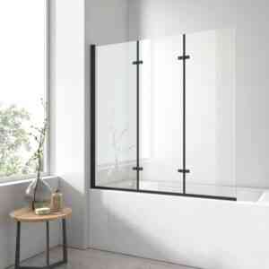 Duschwand für Badewanne Mattschwarzer Badewannenfaltwand 3-teilig Faltbar 120x140cm Badewannen-Duschwand 6mm nano-glas - Emke