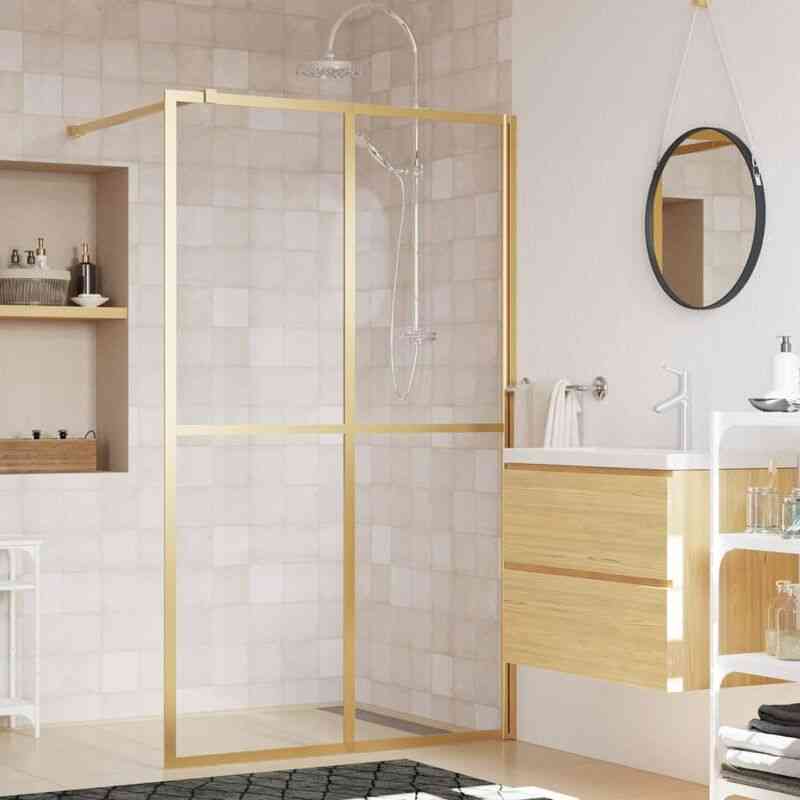 Duschwand für Begehbare Dusche, Duschtrennwand, Walk-In Dusche, Glastrennwand ESG Klarglas Golden 118x195cm KLI82926 MaisonChic
