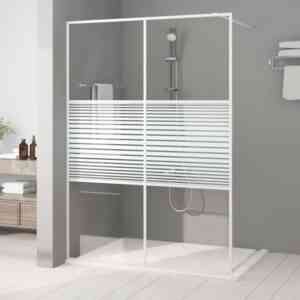 Duschwand für Begehbare Dusche, Duschtrennwand, Walk-In Dusche, Glastrennwand Weiß 140x195 cm ESG-Klarglas KLI96897 Maisonchic