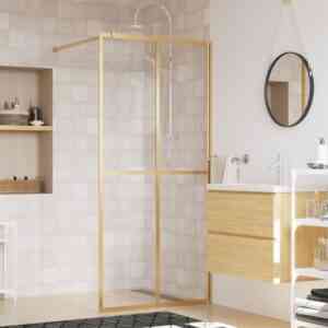 Duschwand für Begehbare Dusche, Duschtrennwand, Walk-In Dusche, Glastrennwand esg Klarglas Golden 100x195cm KLI80405 Maisonchic