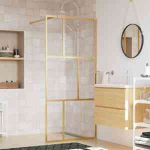 Duschwand für Begehbare Dusche, Duschtrennwand, Walk-In Dusche, Glastrennwand mit esg Klarglas Golden 90x195cm KLI24789 Maisonchic