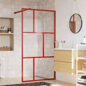 Duschwand für Begehbare Dusche, Duschtrennwand, Walk-In Dusche, Glastrennwand mit esg Klarglas Rot 100x195 cm KLI32630 Maisonchic
