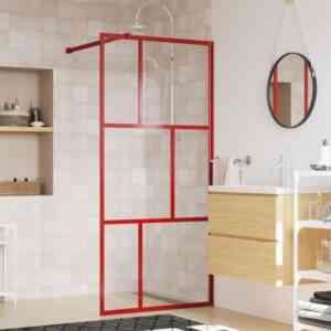Duschwand für Begehbare Dusche, Duschtrennwand, Walk-In Dusche, Glastrennwand mit esg Klarglas Rot 80x195 cm KLI70227 Maisonchic