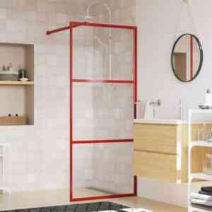 Duschwand für Begehbare Dusche, Duschtrennwand, Walk-In Dusche, Glastrennwand mit esg Klarglas Rot 80x195 cm KLI79791 Maisonchic