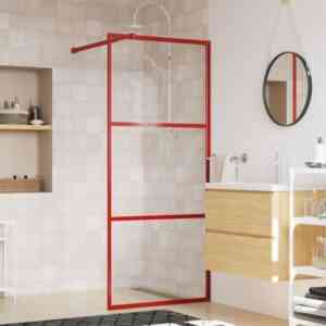 Duschwand für Begehbare Dusche, Duschtrennwand, Walk-In Dusche, Glastrennwand mit esg Klarglas Rot 90x195 cm KLI33260 Maisonchic
