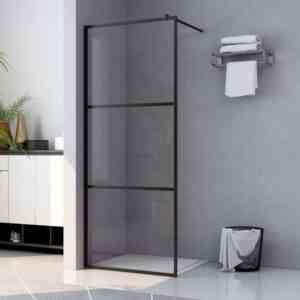 Duschwand für Begehbare Dusche, Duschtrennwand, Walk-In Dusche, Glastrennwandn ESG-Klarglas Schwarz 80x195 cm KLI11349 Maisonchic