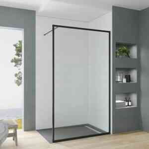 Duschwand für Dusche Walk in Dusche Glas 90 100 120 cm Duschabtrennung Schwarz Rahmen Einscheibensicherheitsglas mit Nano Beschichtung und