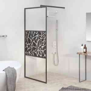 Duschwand für Walk-In Dusche, Duschwand für Begehbare Dusche, Glastrennwand 80x195 cm esg Steindesign Schwarz KLI30064 Maisonchic