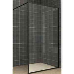 Frame Duschwand 120x200 cm - Walk in Dusche mit Stabilisator - nano Glas Duschtrennwand Badewanne Duschwand Nanoglas/Matt Schwarz - Mattschwarz - Saqu