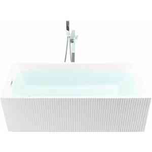 Freistehende Badewanne Weiß 1690 x 800 cm Geriffelte Oberfläche Rechteckig für Badezimmer - Weiß