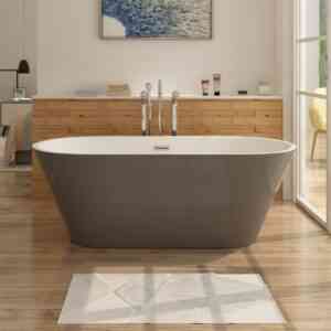 Freistehende Design Badewanne lugano - aus Acryl in Grau-Weiß 170x80 cm - Grau-Weiß