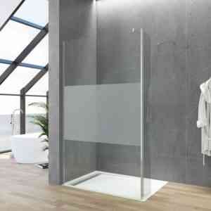 Glas Duschabtrennung Walk in Dusche Duschwand, 8mm teilsatiniert Einscheiben-Sicherheitsglas (esg) mit Nano Beschichtung, Barrierefreier Aufbau,