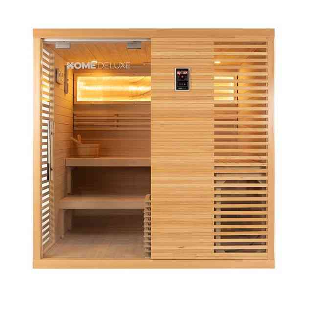 HOME DELUXE Sauna Traditionelle Sauna NEOLA, BxTxH: 200 x 160 x 200 cm, für bis zu 5 Personen, inkl. 7,5 kW Saunaofen, hochwertiges Tannenholz