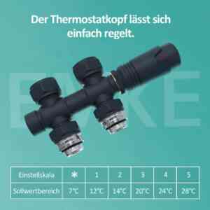 Hahnblock Thermostatventil Multiblock Set Heizkörper Mittelanschluss Eck- und Durchgangsform φ16xG1/2' Anthrazit - Emke