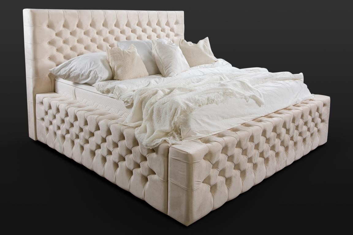 Luxus Bett Chesterfield Samt Betten Textil Doppel Hotel Möbel 140×200