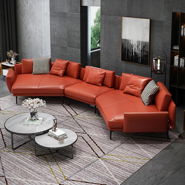 Wohnlandschaft Garnitur Design Modern Sofa Ecksofa Sofa U-Form Ledersofa Couch