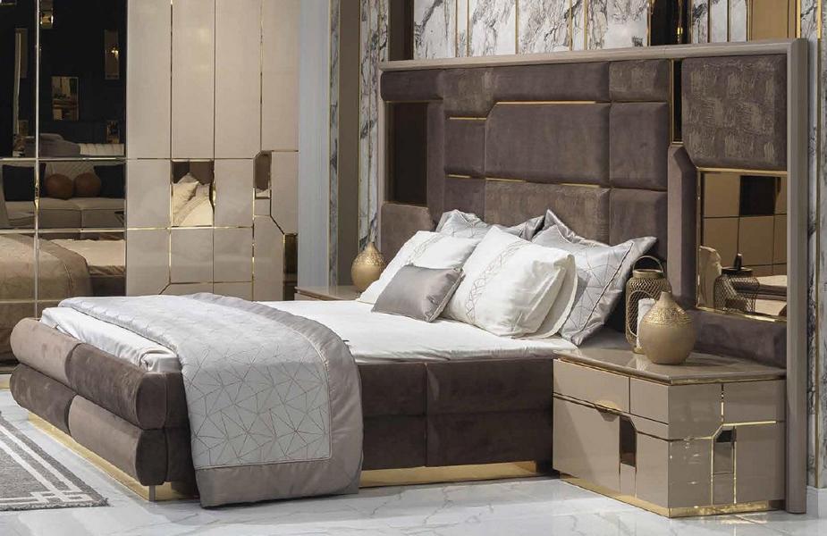 Bett Polster Bettrahmen Möbel Design Doppelbett Luxus Schlafzimmer