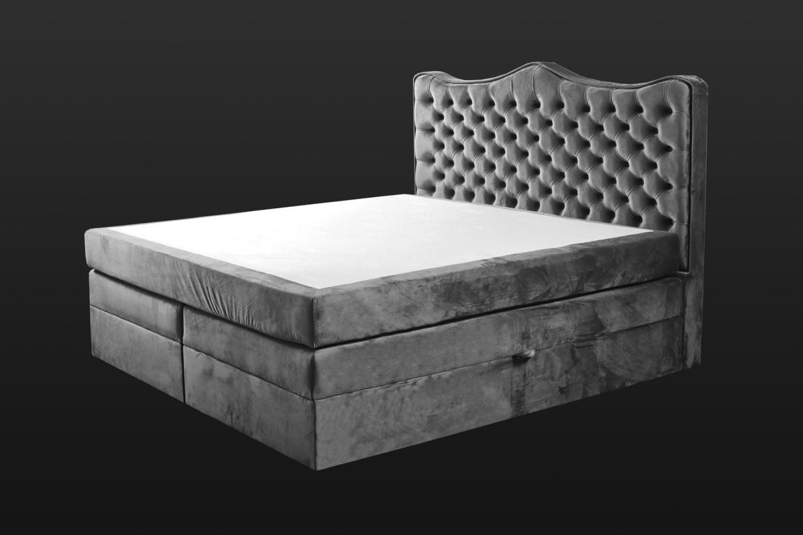 Bettrahmen grau chesterfield schlafzimmer design elegant stoff klassische möbel