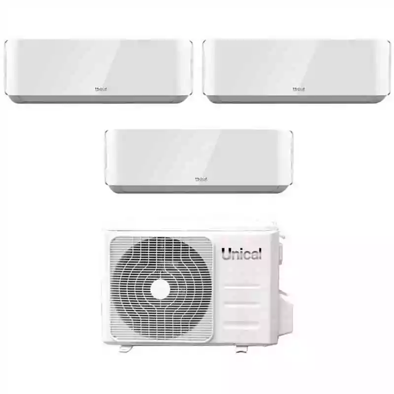 Klimagerät Unical trial split inverter klimagerät serie air cristal 10+10+13 mit kmx4 28he r-32 wi-fi optional 10000+10000+13000