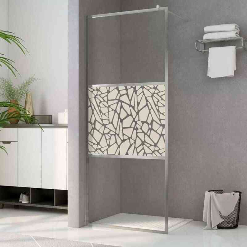 Maisonchic - Duschwand für Begehbare Dusche,Duschtrennwand,Duschabtrennung ESG-Glas Steindesign 140x195 cm CIW57970