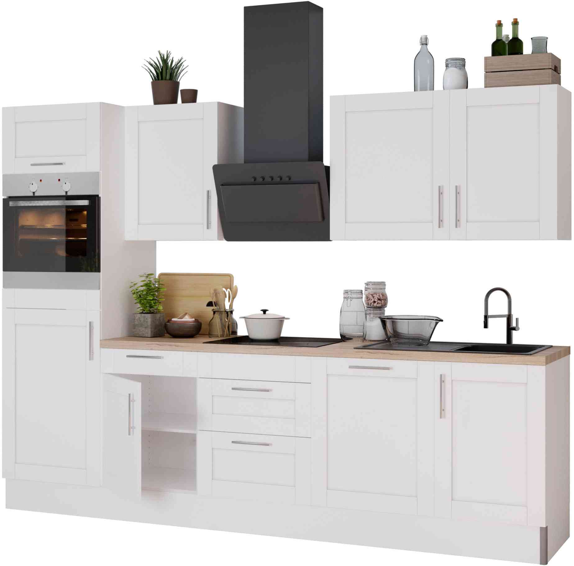 OPTIFIT Küche "Ahus", Breite 280 cm,wahlw. mit E-Geräten,Soft Close Funktion,MDF Fronten