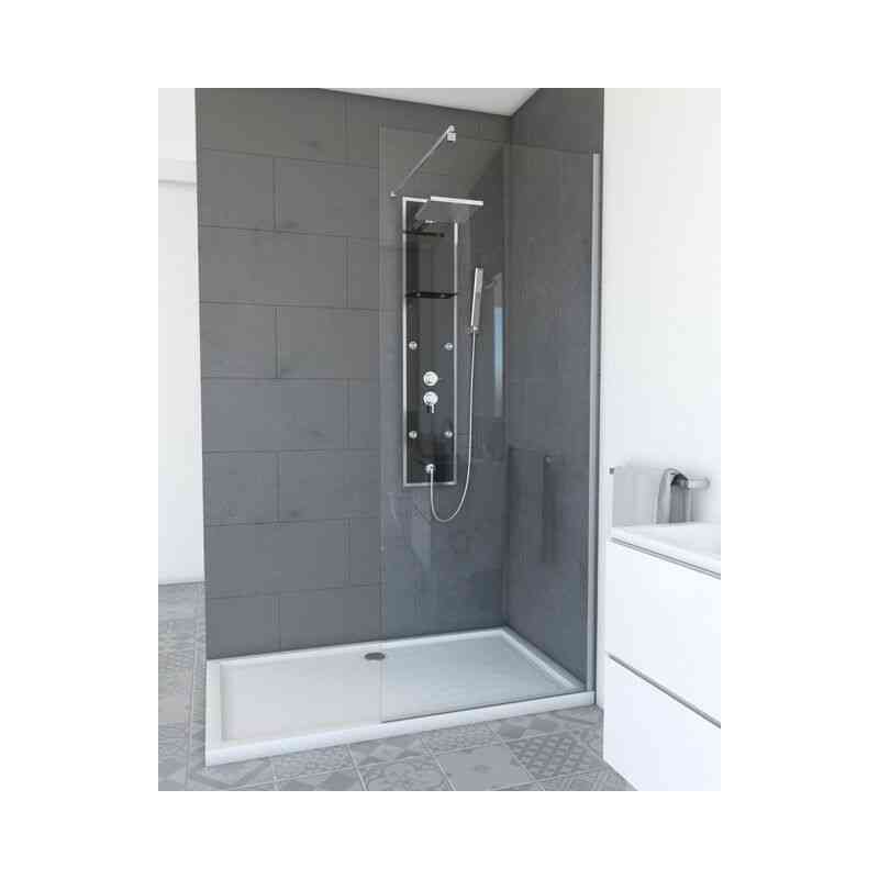 Plano Duschwand – 80 x 200 cm – verchromte Aluminiumprofile – chrom – Begehbare Dusche – Walk-In – Duschabtrennung – Marwell