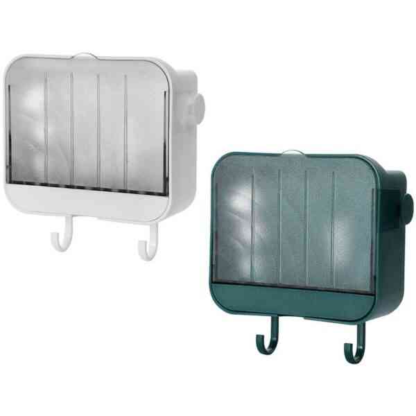 Seifenschalenhalter Dusche 2er-Pack Barseifenhalter mit Ablauf Wandmontierte Seifenbox für die Dusche Weiß + Grün