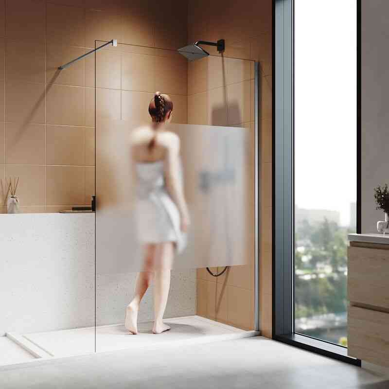 Sonni - Walk In Dusche Duschwände Duschabtrennung eckeinstieg Duschkabine mit Stabilisator Nano esg Glas 8mm 120x200cm Teilsatinier