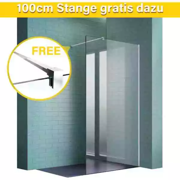 Sonni - Walk In Dusche Duschwand Duschabtrennung Duschkabine 8mm Nanobeschichtung esg Klarglas 90x200cm mit Duschwanne mit 100cm Stabilisator