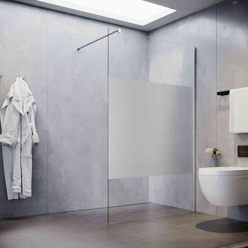 Sonni - Walk In Dusche Duschwand Teilsatiniert Duschabtrennung Duschkabine mit Stabilisator Nano esg Glas 8mm 120x200cm