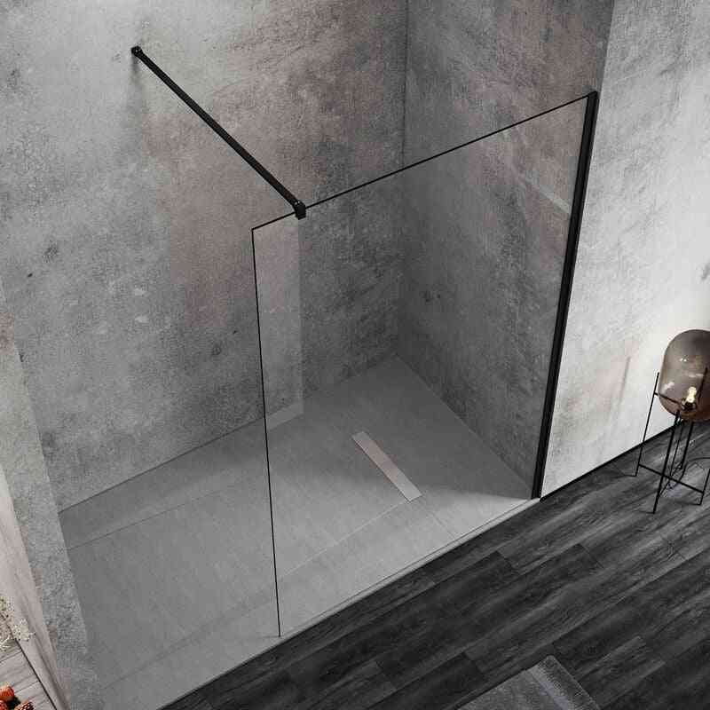 Sonni - Walk in Dusche Duschwände Duschwand Duschabtrennung 10mm nano Klares Sicherheitsglass Schwarzer Aluminiumrahmen 100x200cm