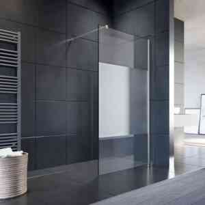 Walk In Dusche Duschwand Duschabtrennung Duschkabine mit Stabilisator Nano esg Glas 10mm 90x200cm teilsatiniert