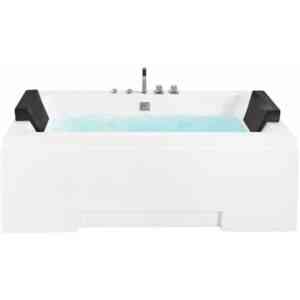 Whirlpool-Badewanne Weiß 170 x 75 cm mit Farblichttherapie Wasserfall Modern - Weiß
