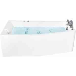 Whirlpool-Badewanne Weiß Sanitäracryl 170 x 80 cm Eckmodell Rechtsseitig mit Massagefunktion spa für 1 Person Modern Badezimmer Ausstattung - Weiß