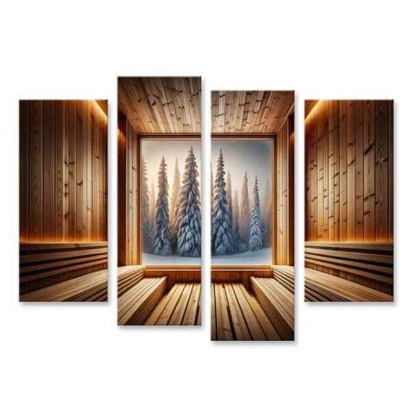 islandburner Leinwandbild Winterzauber durch Sauna mit Fenster - Ruhe und Wärme im Einklang